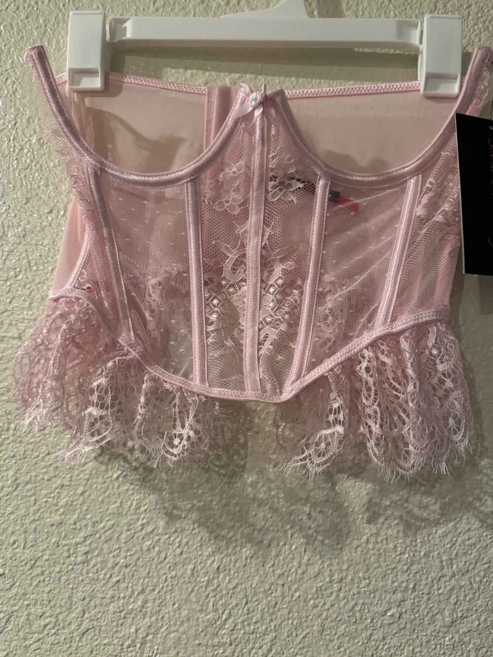 NWT Delicate Pink Lace Bustier Crop Top